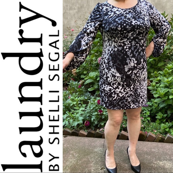 $185 LAUNDRY Black/Grey Print Dress NWT size 12 - Picture 5 of 8